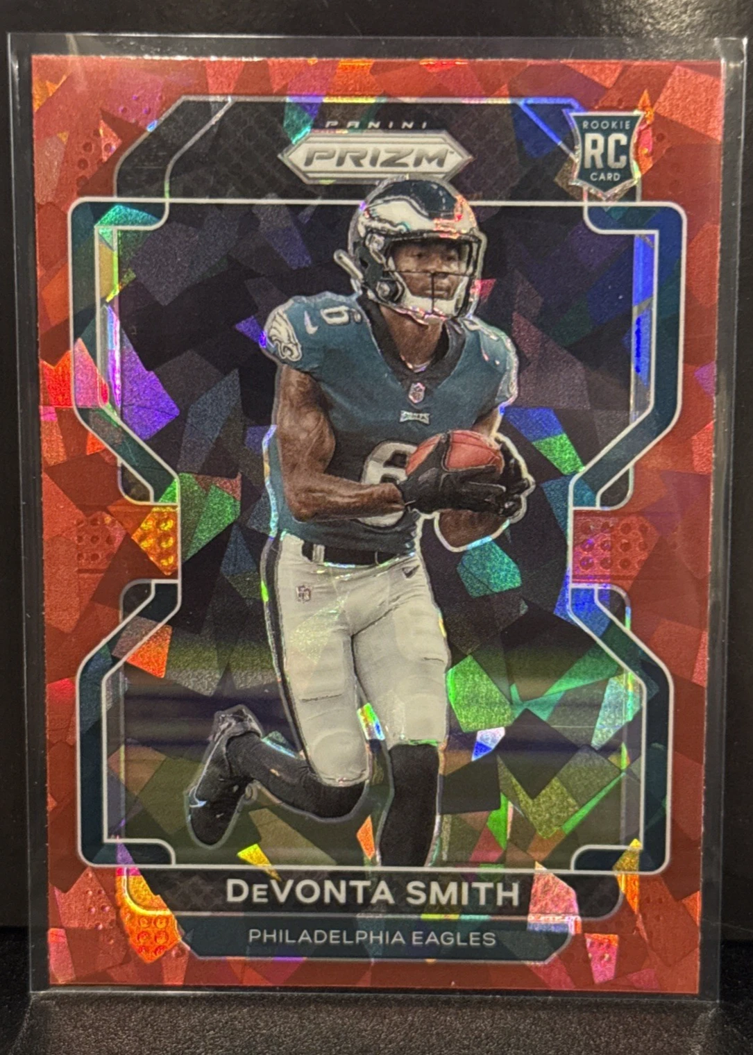2021 PANINI PRIZM DEVONTA SMITH #335 ROOKIE RC RED CRACKED ICE EAGLES