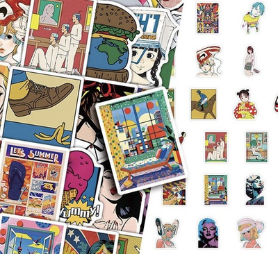 #ad 30Pcs Mixed Street Pop Artwork Modern Graffiti Art Colorful Painting Sticker $2.16