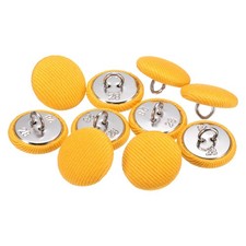 10pcs 18mm Fabric Cloth Covered with Metal Shank Round Sewing Buttons, Yellow
