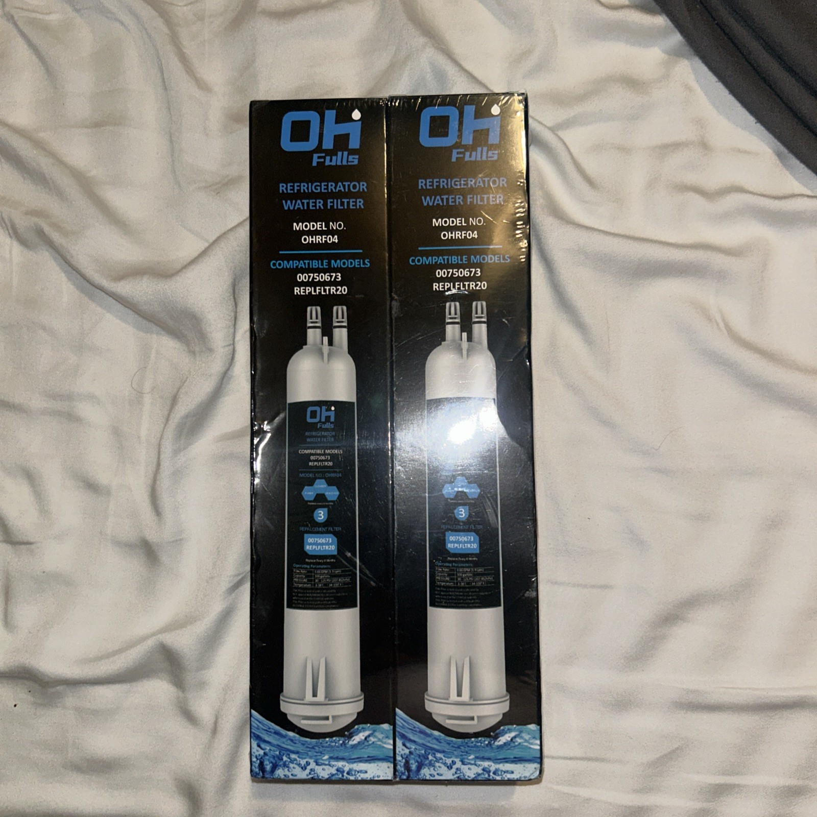 OHRF04 Refrigerator Water Filter 2 Pack Compatible with 00750673 REPLFLTR20