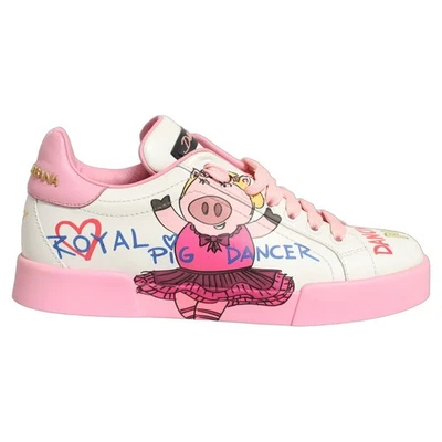 Chaussures DOLCE & GABBANA blanc rose Portofino Royal Pig baskets EU36 /... - Photo 1/4