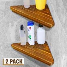 Wooden Corner Shower Shelf Triangular Corner Shelf Wooden Bathroom Shelf Tiled