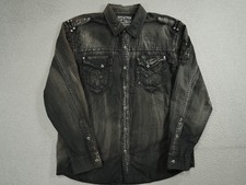 Affliction Shirt Mens 2XL Black Premium Button Up Embroidered ACMC Motorcycle