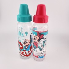 Vintage Evenflo DISNEY Baby Bottle Lot Of 2 Minnie And Mickie Mouse Damaged