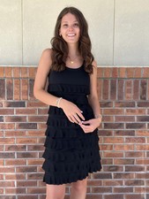 NEW Lulu-B Cha Cha Tiered Ruffle Dress UPF 50 Black Size Large
