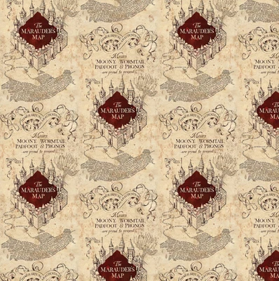 CAMELOT FABRICS Harry Potter™ Tan Marauder's Map™ Cotton Fabric - 100% Cotton- 18" x 44"