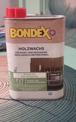 Bondex Holzwachs Farblos    Wachs Veredelung Holz Versiegelung 250 ml.