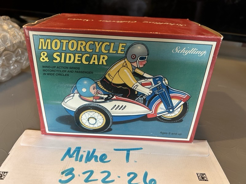 Schylling Collector Series Vintage Motorcycle Sidecar Original Box