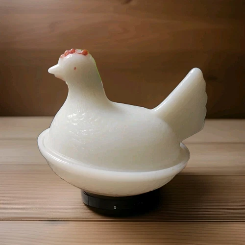 Hazel Atlas Milk Glass Hen On Nest Candy/Trinket Dish 4 Inches Tall