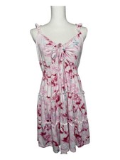 Women's Almost Famous Pink Tie-Dye Tiered Ruffle Mini Dress XL bohemian festival