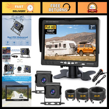 Dual RV Backup Camera System 7'' Monitor AHD 1080P 2 Channel Wide Angle 150  Wir