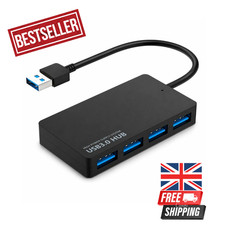 USB 3.0 4-Port Splitter High Speed 5Gbps Adapter for PC Laptop Mac Black