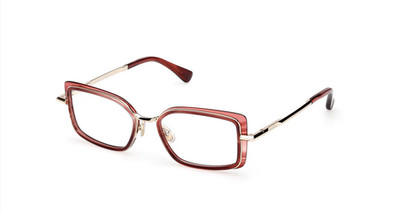 MaxMara MM5186 071 Bordeaux Striped Gold Optical Eyeglasses Women s Designer