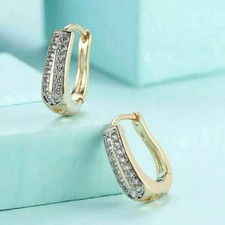 2Ct Round Cut White Moissanite Women's Hoop Earrings 14K Yellow Gold Plated