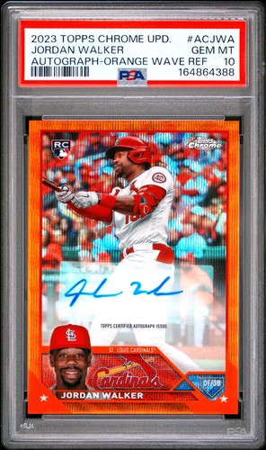 2023 TOPPS CHROME UPDATE AUTO ORANGE WAVE REFRACTOR JORDAN WALKER 5/25 PSA 10