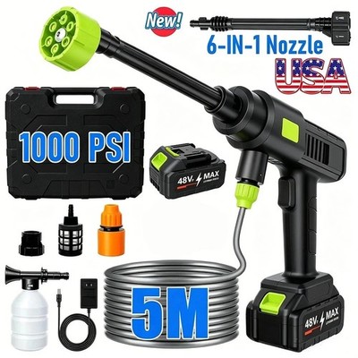 6 IN 1 Cordless Electric High Pressure Water Spray Gun Car Washer Cleaner NEW