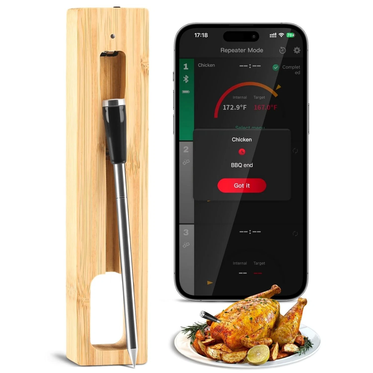 Smart Bluetooth Wireless Meat Thermometer with Probe | Long Range Digital Thermo
Opens in a new wind