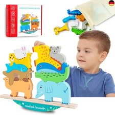 Holzspielzeug zum Stapeln von Tieren, Kinder Holzspielzeug Montessori Spielzeug