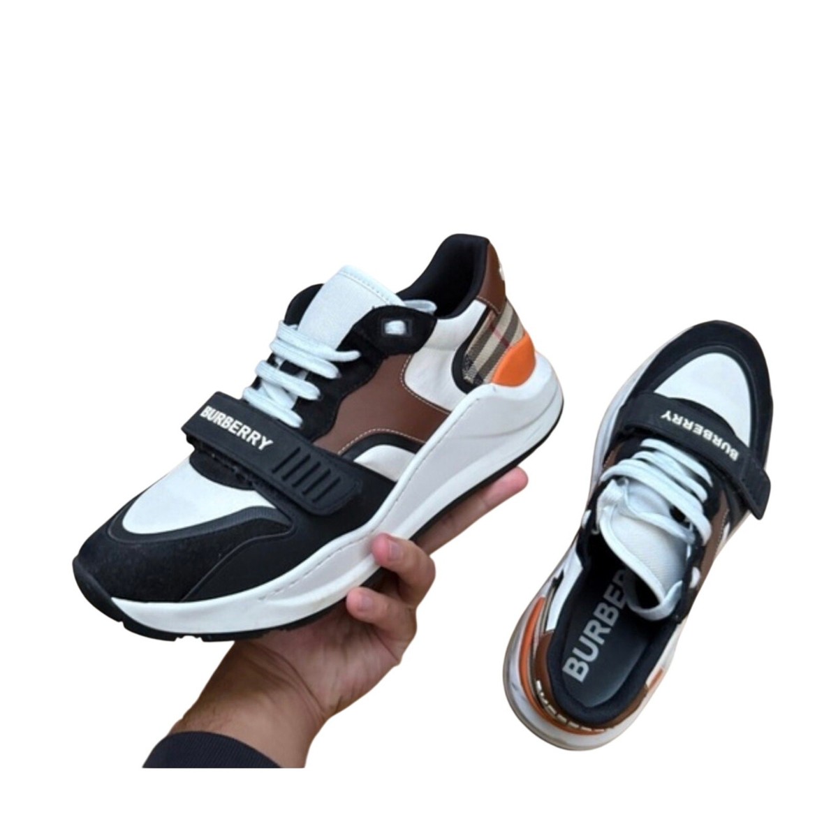 ＊専用＊BURBERRY＊スニーカー Burberry Ramsey Vintage Check Sneakers US 7 Black White Orange