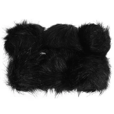 6Pcs Fluffy Soft Faux Fur Pom Poms for Hats with Elastic Loop, Black