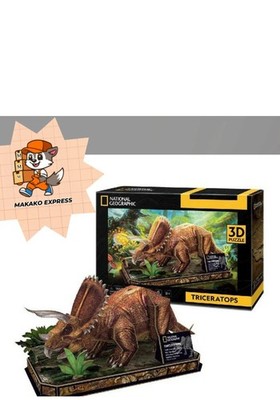 (NEU) NATIONAL GEOGRAPHIC 3D PUZZLE MODELL TRICERATOPS (VERPACKT) GESCHENK FÜR KINDER 44 TEILE