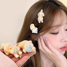 Cute Cartoon Cat Hair Clip Flocking Alloy Hair Accessory for Women Girls