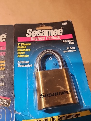 Lot Of 3 Sesamee Keyless Padlocks ALL BRASS, BRAND NEW in Packaging - Picture 4 of 5