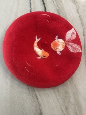 Hand Felted Koi Beret