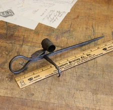 c.1890s Antique Miners 12" Sticking Tommy Candle Holder Mining Light Iron CA