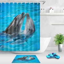 Friendly Dolphin Waterproof Bath Polyester Shower Curtain Liner Water Resistant