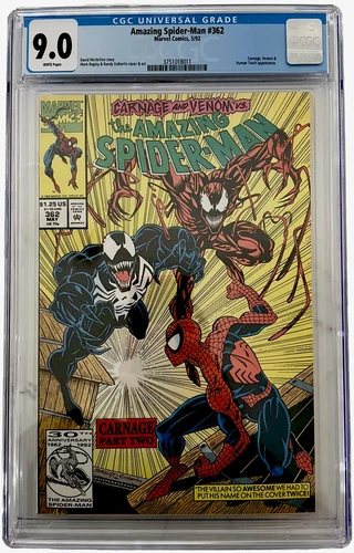 Amazing Spider-Man #362 - Bagley & Emberlin CGC 9.0 Key 🔑 2nd App. of Carnage