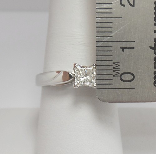 1/2CT Natural Princess Diamond Solitaire Engagement Wedding Ring 14K White Gold - Picture 7 of 14