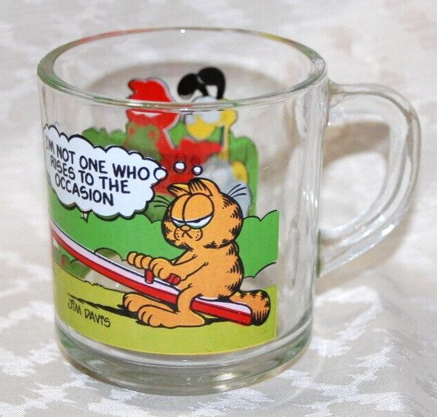 Garfield Cartoon on McDonalds Glass Coffee Mug 1978 Made in USA