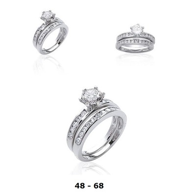 Bague 2 En 1 Dolly-Bijoux - Alliance + Solitaire Diamant CZ - Argent 925 Rhodié T68