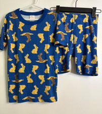 Hanna Andersson Size 140 Blue Chocolate Bunny Organic Cotton Short John Pajamas