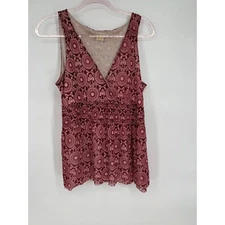 Michael Kors Floral Tank Top Sleeveless Blouse V Neck Casual L