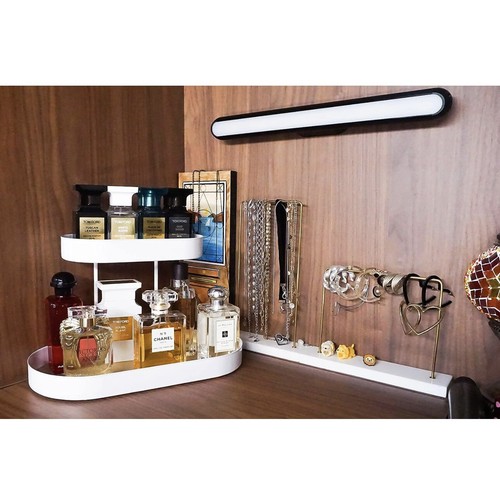 Cosmetics Perfume Metal Organizer Set of 2 Black White Marble Display Stand - Picture 7 of 11