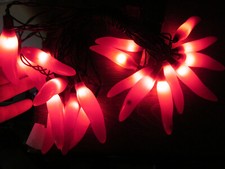 Red Chili Hot Pepper Rubber Fiesta Camper Lights String Set Patio Deck Vtg C7
