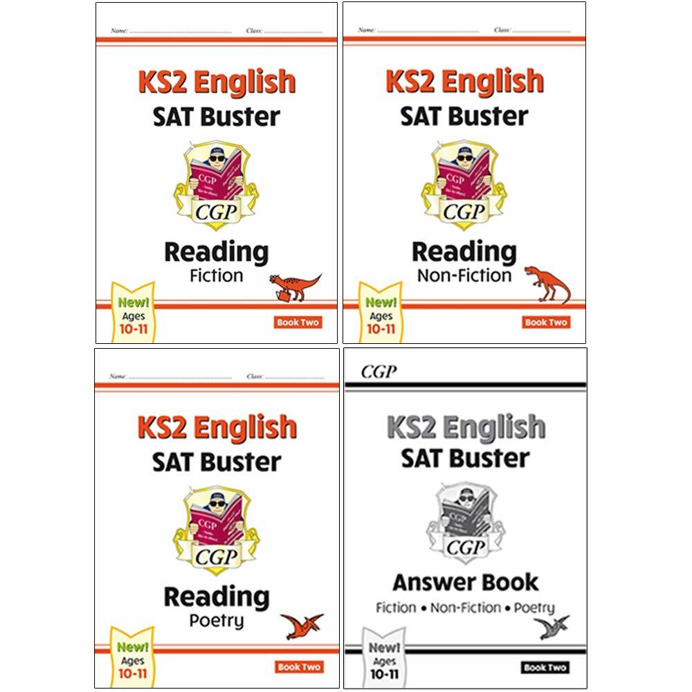 CGP New KS2 English Reading SAT Buster Fiction, Poetry,Answer 4 Books Collection