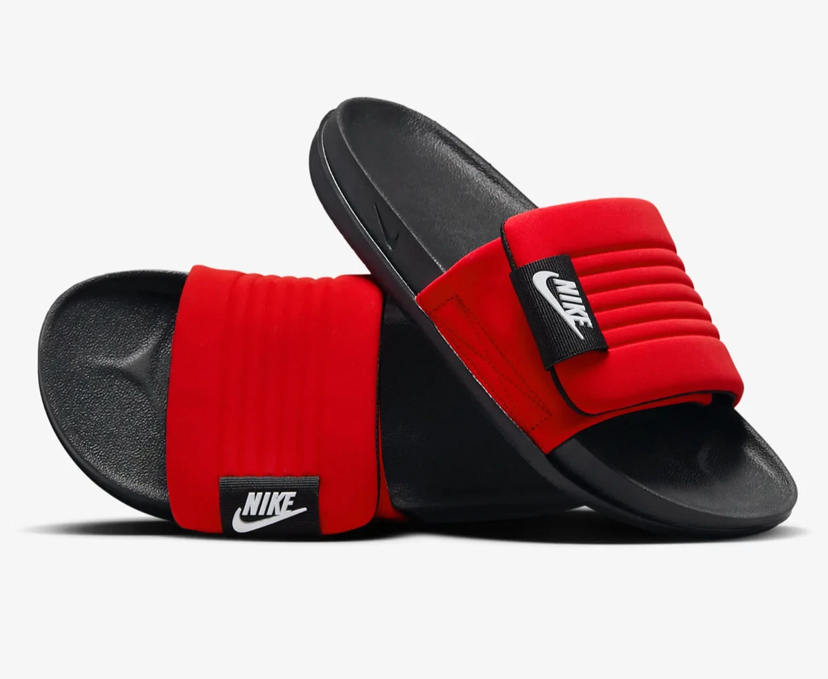 Nike red sale and black slippers