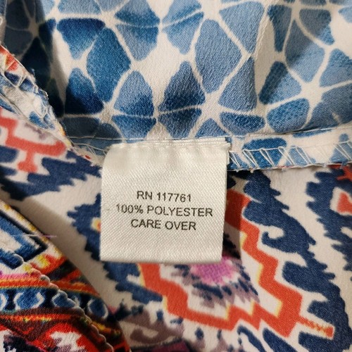 Mileage Top Women size 2X Smocked Neckline Pullover Aztec Print Tie Sleeve - Picture 9 of 9