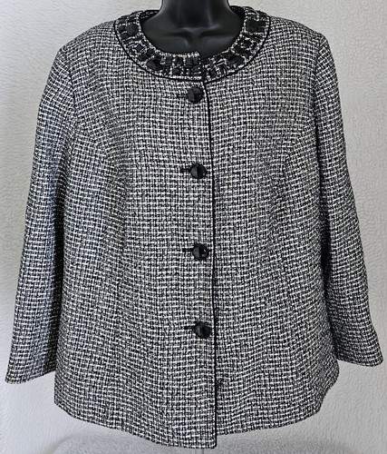 Kasper Womens Blazer Jacket Coat Size 16W Long Sleeve Button Down - Picture 17 of 24