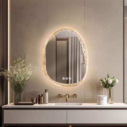 Espejo de baño LED con marco de cristal espejo de maquillaje antiniebla con 3 colores retroiluminado - Imagen 5 de 20