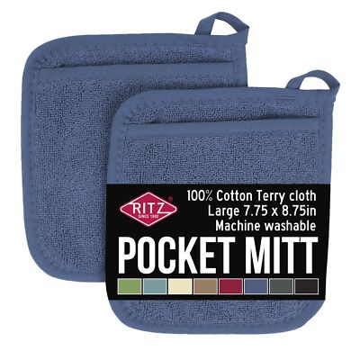 Terry Pocket Mitt & Hot Pad: Unparalleled Heat Resistant, Durable 100% Cotton...