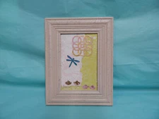 DRAGONFLY Die Cut in a collage of my Gelli Prints in Shabby Chic Frame