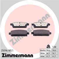 Zimmermann 25096.165.1 Bremsbelagsatz, Scheibenbremse Hinterachse FÜR Buick (Sgm