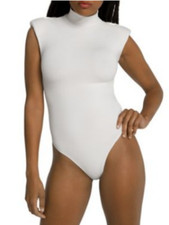 Good American Bodysuit Seamless Mock Neck Ivory Womens Sz 2 M NEW NWT N169