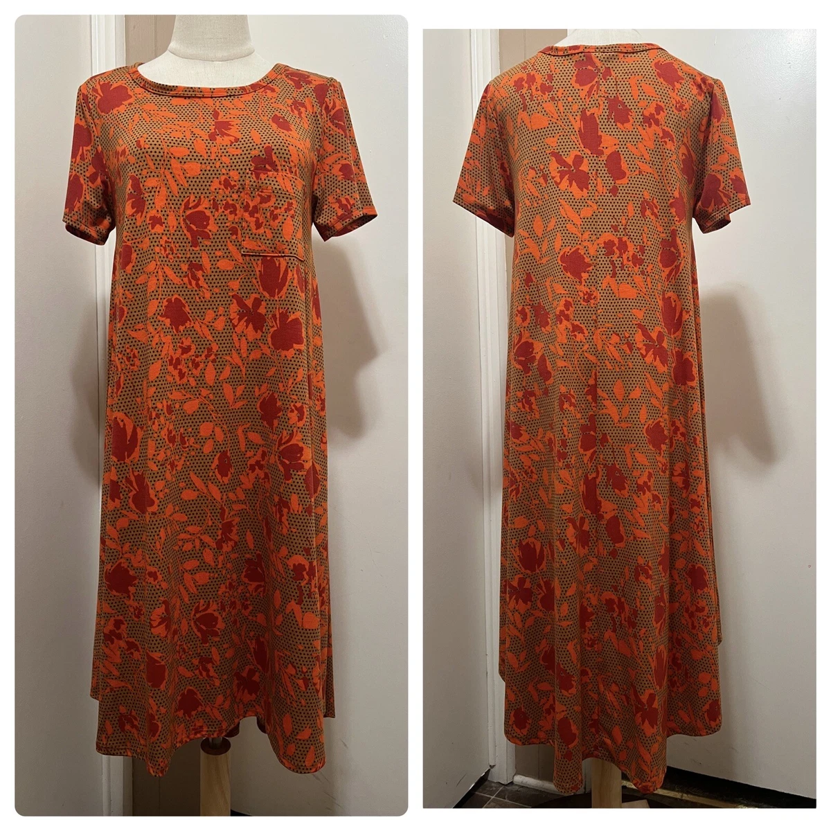 LuLaroe Floral Carly Dress Orange Floral High Low Size Small