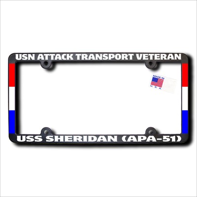 USN Attack Transport Vet USS SHERIDAN (APA-51) REFL TEXT & RIBBONS Frame