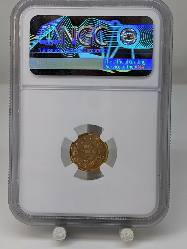 Moneda de oro 25 Kurush de Turquía NGC MS61 1923/40 *BAJA ACUÑACIÓN* Foto 4 de 4